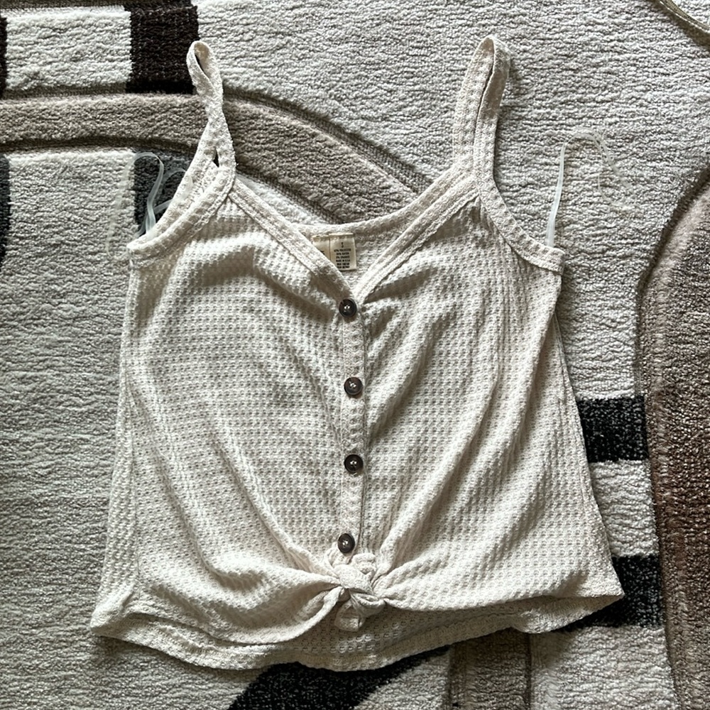 Beige waffle lightweight tank